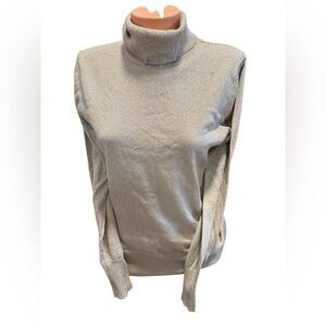 NWT Women's Cable & Gauge Turtle Neck Metallic Gold Knit Sweater Sparkle Large